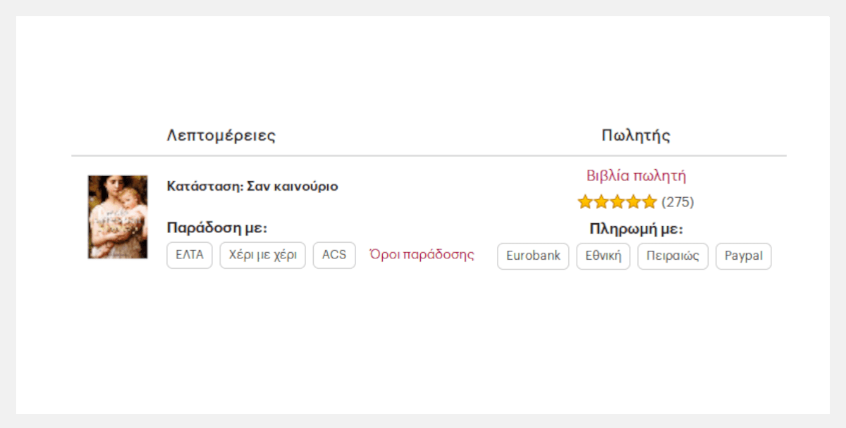 Τρόποι αποστολής στην αγγελία του βιβλίου.